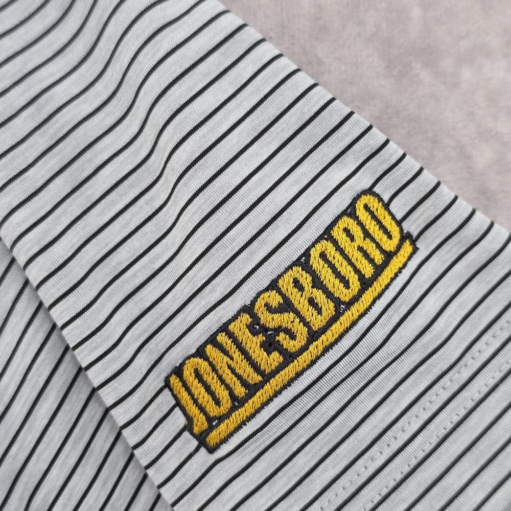 FootJoy Fj‎ Mens Medium Striped Golf Polo Shirt Performance Grey Hurricane Golf